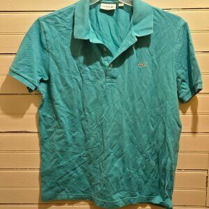 Lacoste Polo Shirt Mens XL Slim Fit Short Sleeve Turquoise Classic Crocodile